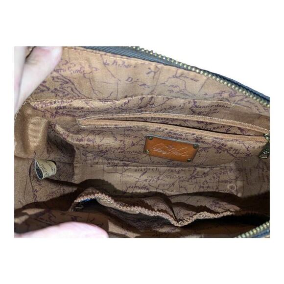 Patricia Nash Wicker Straw Weave Purse Handbag Orange Brown Leather - Picture 11 of 12